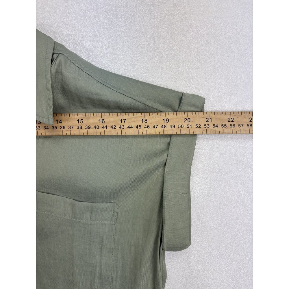 Joie Tie-Front Button Down Top S Olive Lightweight Shirt - Picture 9 of 10